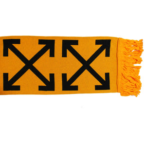 Off-White Scarf Orange Black Logo Design - Luxury Designer Shawl FINAL SALE