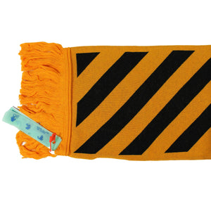 Off-White Scarf Orange Black Logo Design - Luxury Designer Shawl FINAL SALE