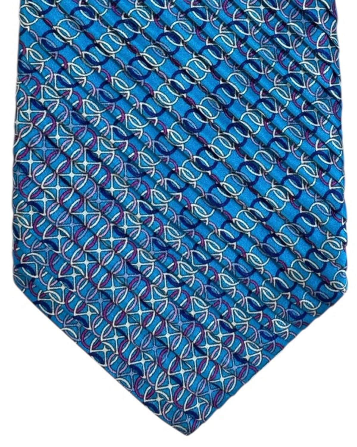 Vitaliano Pancaldi Pleated Silk Blue Chain Design