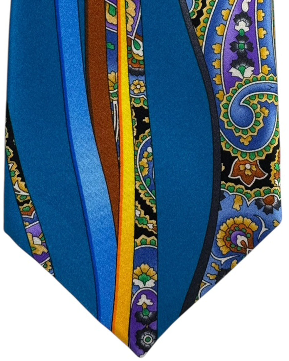 Vitaliano Pancaldi Silk Tie Blue With Vibrant Multicolor Paisley Pattern