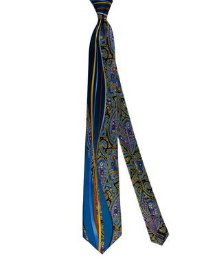 Vitaliano Pancaldi Silk Tie Blue With Vibrant Multicolor Paisley Pattern