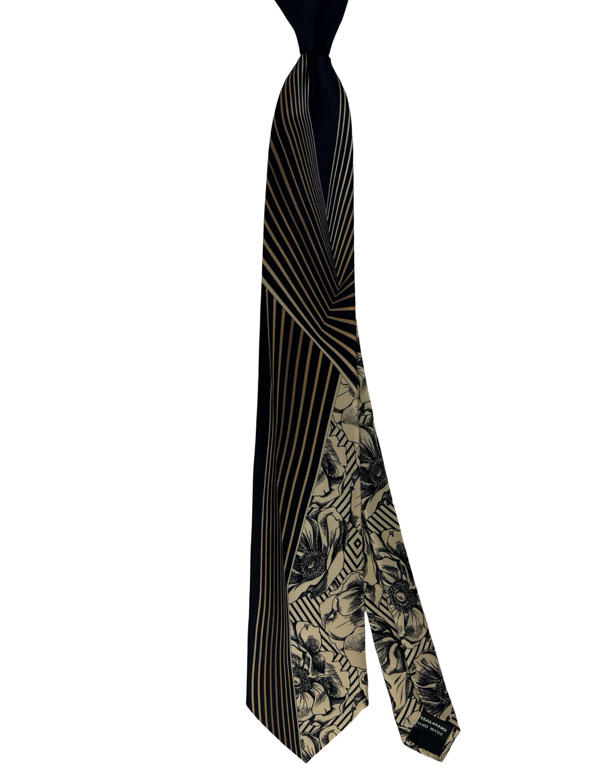 Vitaliano Pancaldi Silk Tie Black Taupe Floral