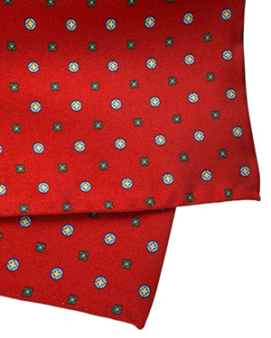Vitaliano Pancaldi Silk Pocket Square Red Classic Geometric