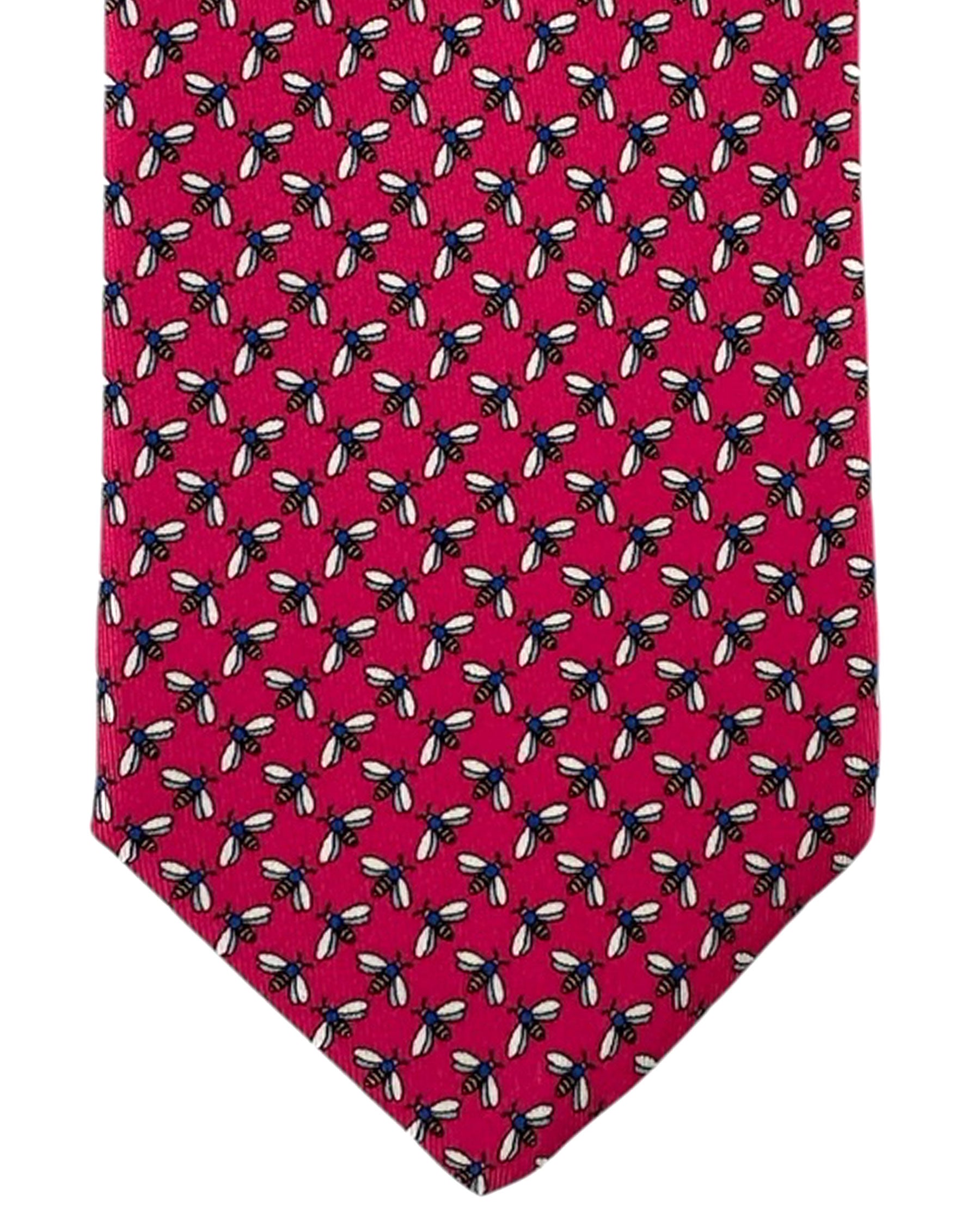 Thomas Pink Silk Tie Cranberry Pink Bee Novelty Design