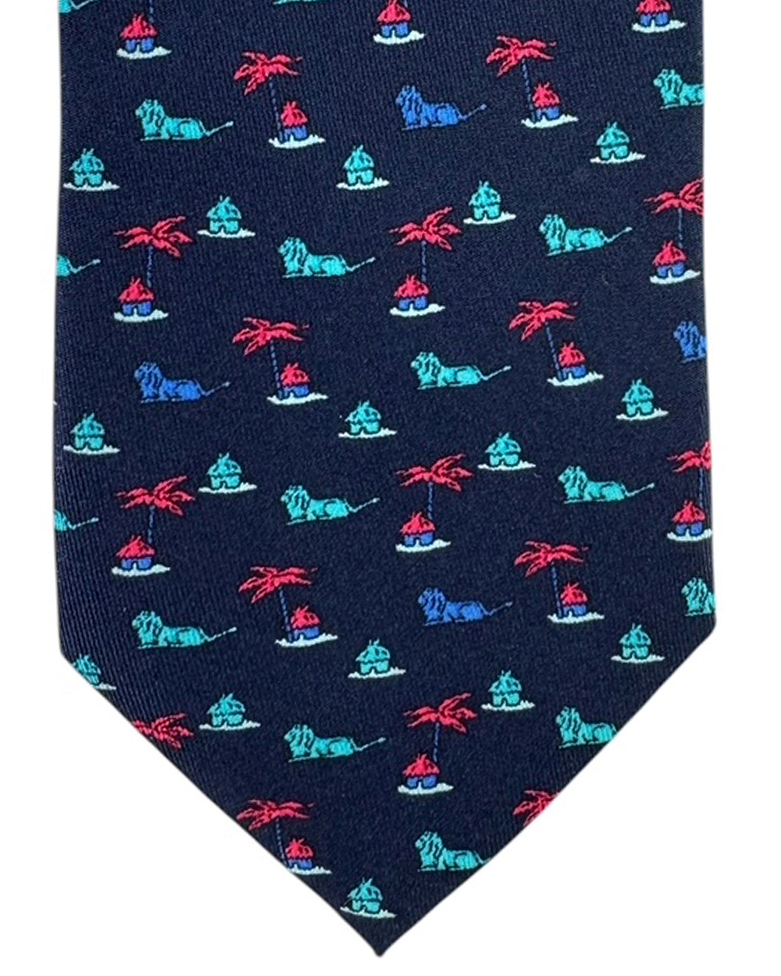 Thomas Pink Tie Lion Novelty Design - Hand Made In Italy