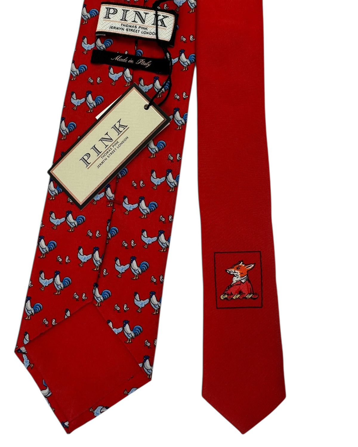 Thomas Pink Tie Red Rooster Novelty Design