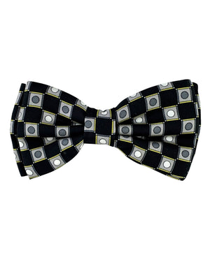 Emilio Pucci Silk Bow Tie Gray Geometric Design - Pre-Tied Bowtie