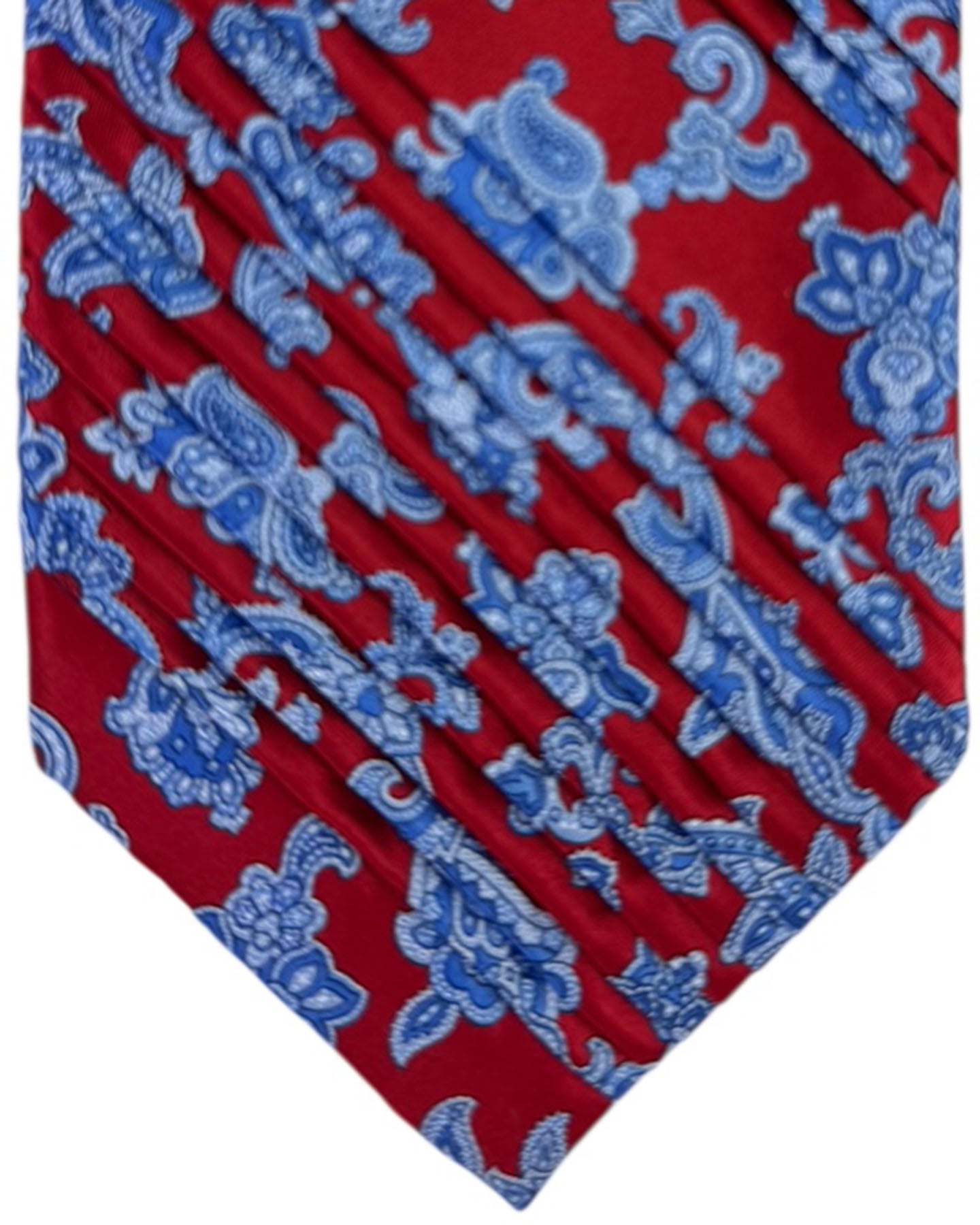 Stefano Ricci Silk Tie Red Blue Paisley Floral Pattern