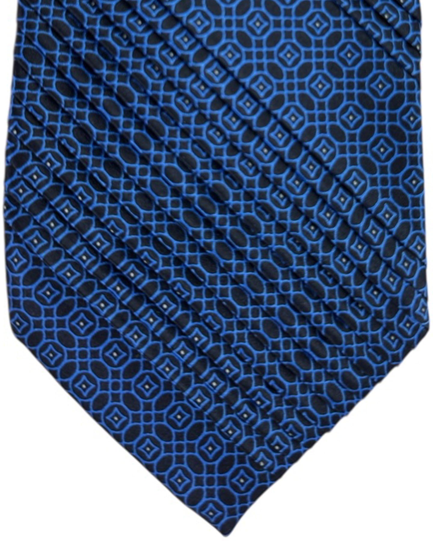 Stefano Ricci Silk Tie Blue Black Geometric Grid Pattern