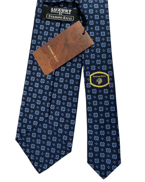 Stefano Ricci Silk Tie Blue Floral Medallion