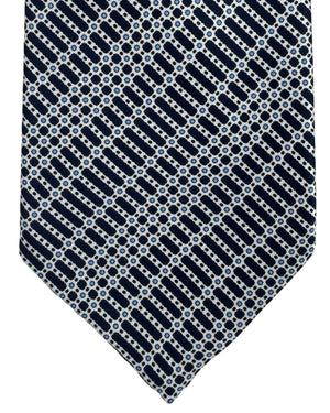 Stefano Ricci Tie Black Silver Blue Pattern Stripes