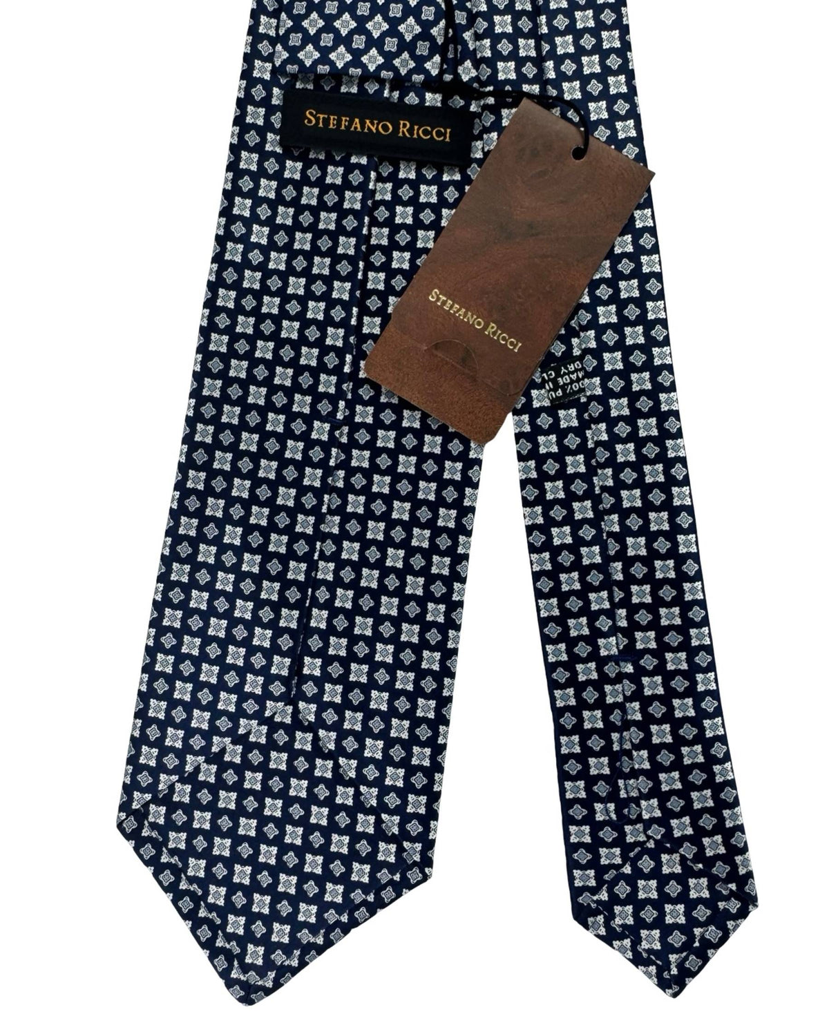 Stefano Ricci Tie Midnight Blue Grey Geometric