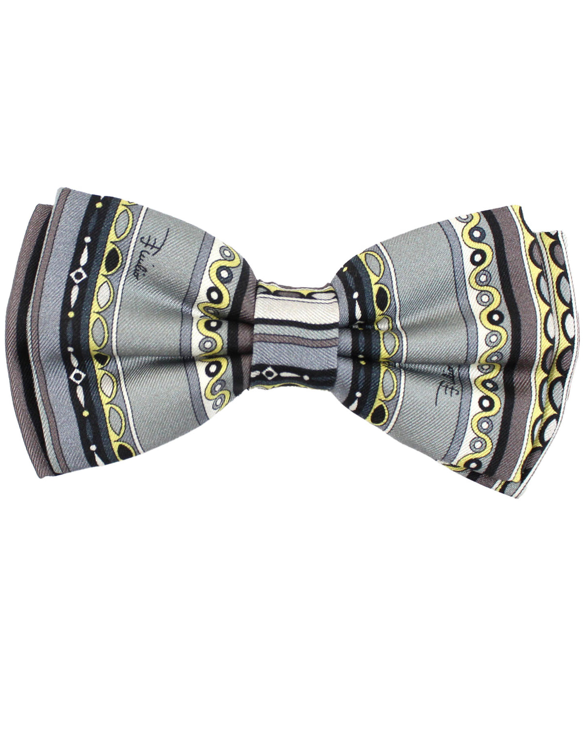 Emilio Pucci Silk Bow Tie Gray Geometric Design - Made In Italy