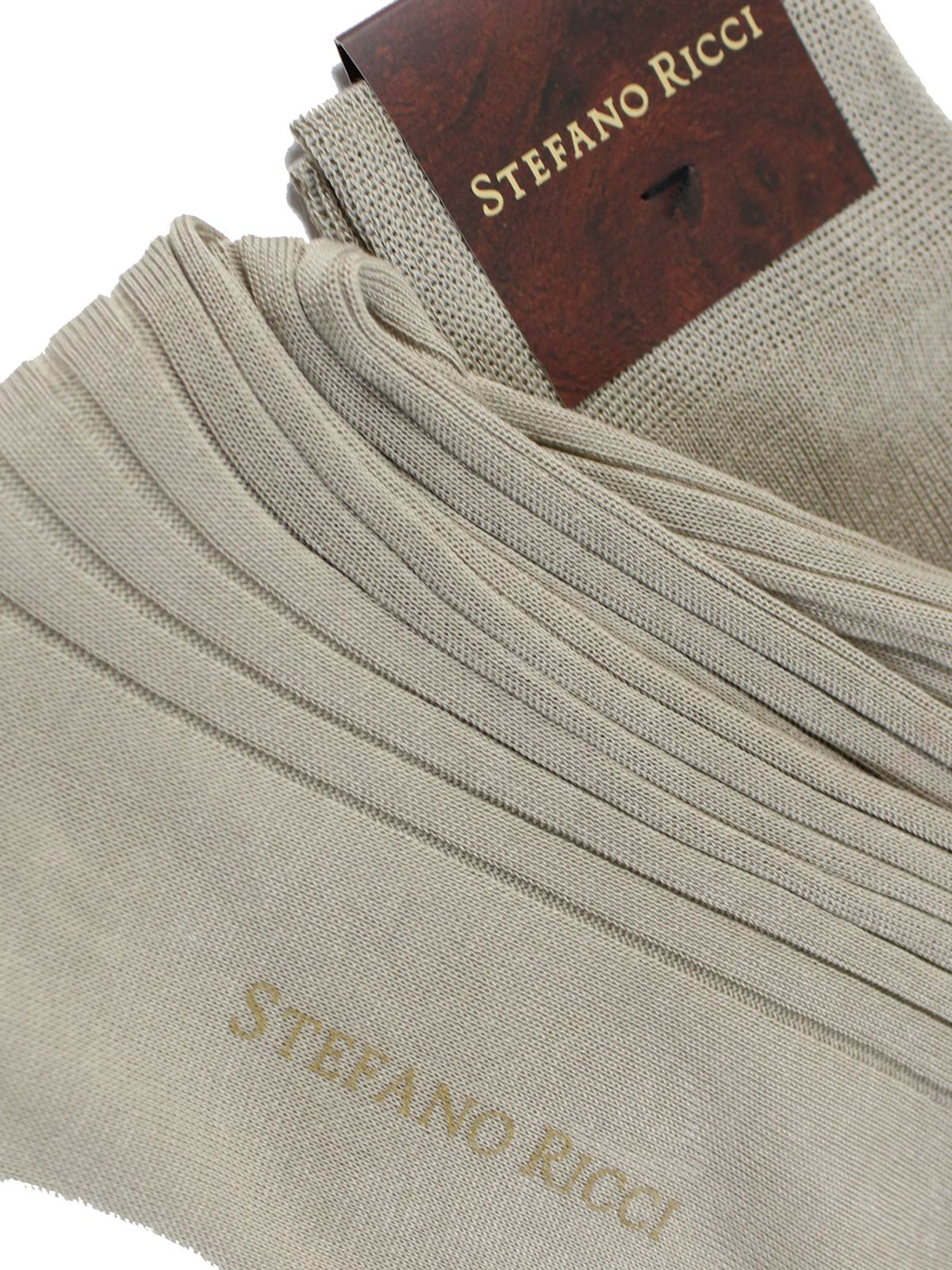 Stefano Ricci Socks Beige Ribbed Solid