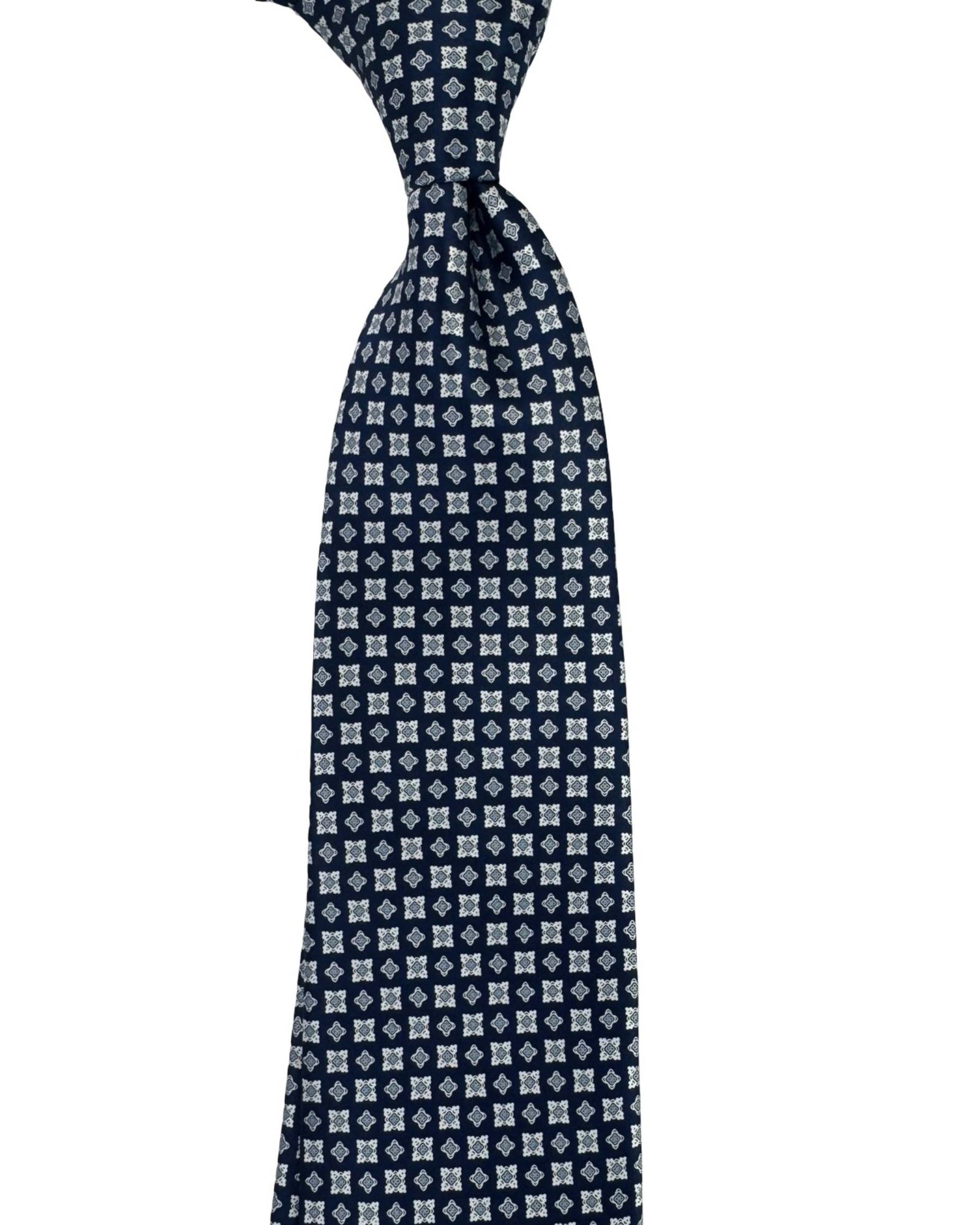 Stefano Ricci Tie Midnight Blue Grey Silver Geometric