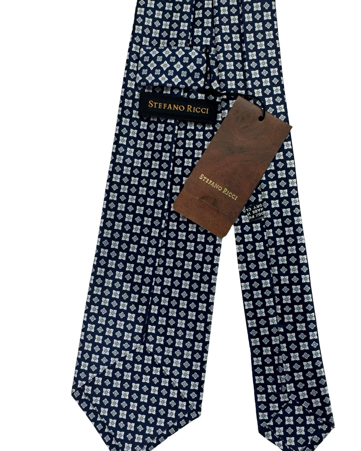 Stefano Ricci Tie Midnight Blue Grey Silver Geometric