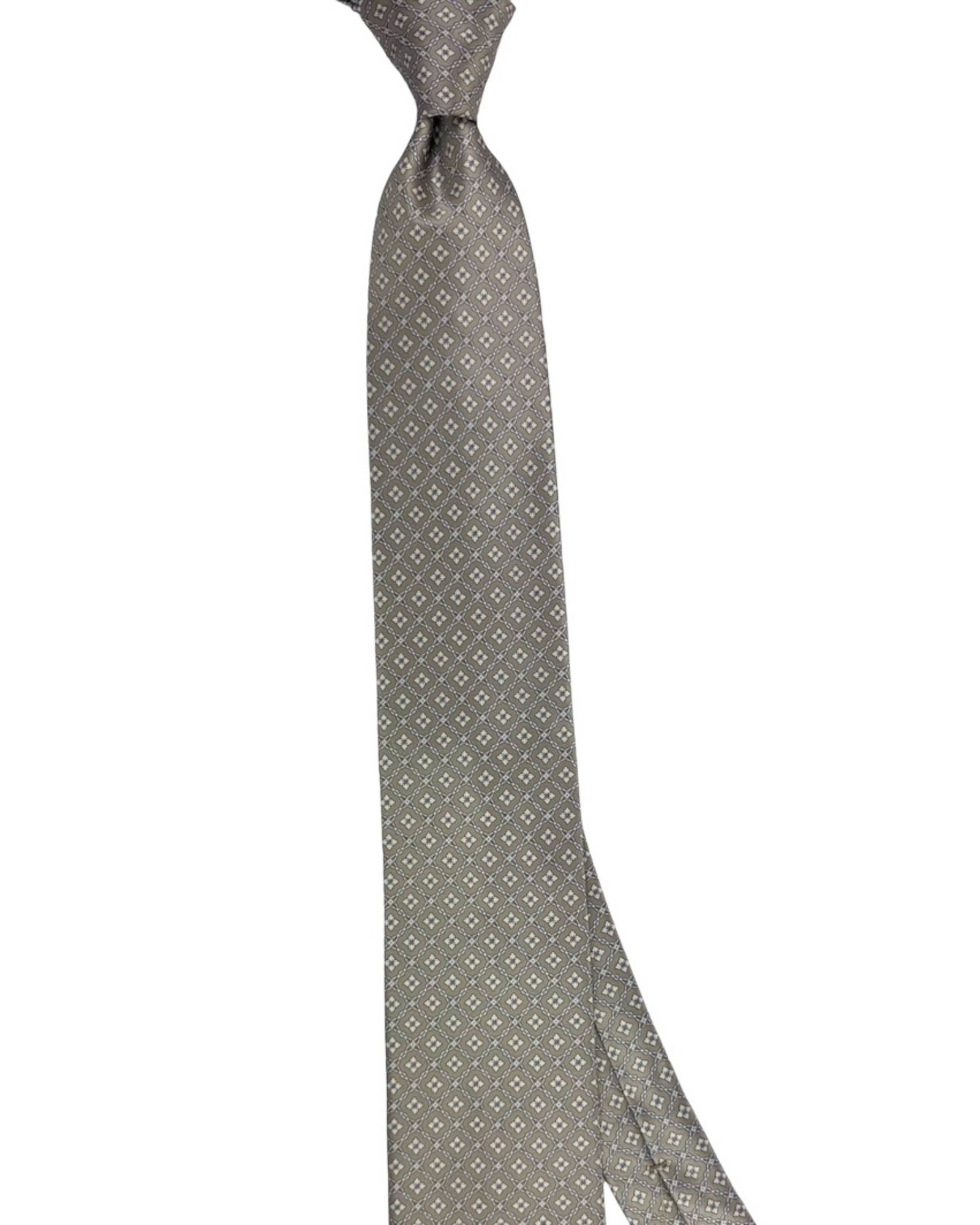 Stefano Ricci Tie Taupe Tan Light Blue Geometric Design