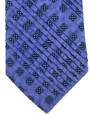 Stefano Ricci Pleated Silk Tie Lilac Dark Blue Micro Medallions