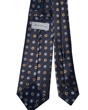Sartorio Tie Gray Black Geometric Flowers