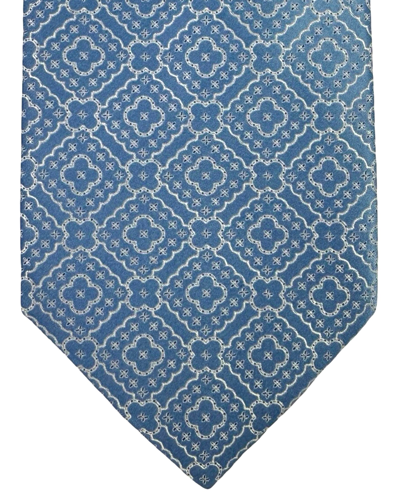 Stefano Ricci Tie Blue Silver Lattice Pattern