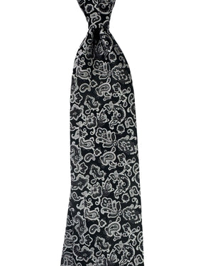 Stefano Ricci Tie Black Gray Silver Paisley - Jacquard Silk