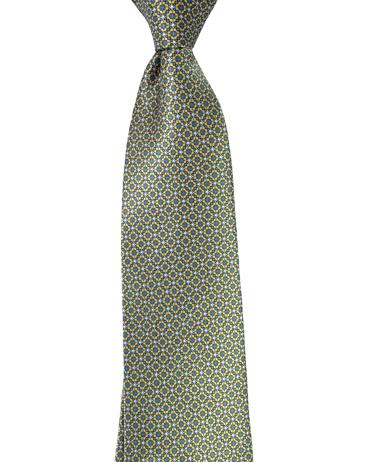 Stefano Ricci Silk Tie Yellow Metal Blue Geometric
