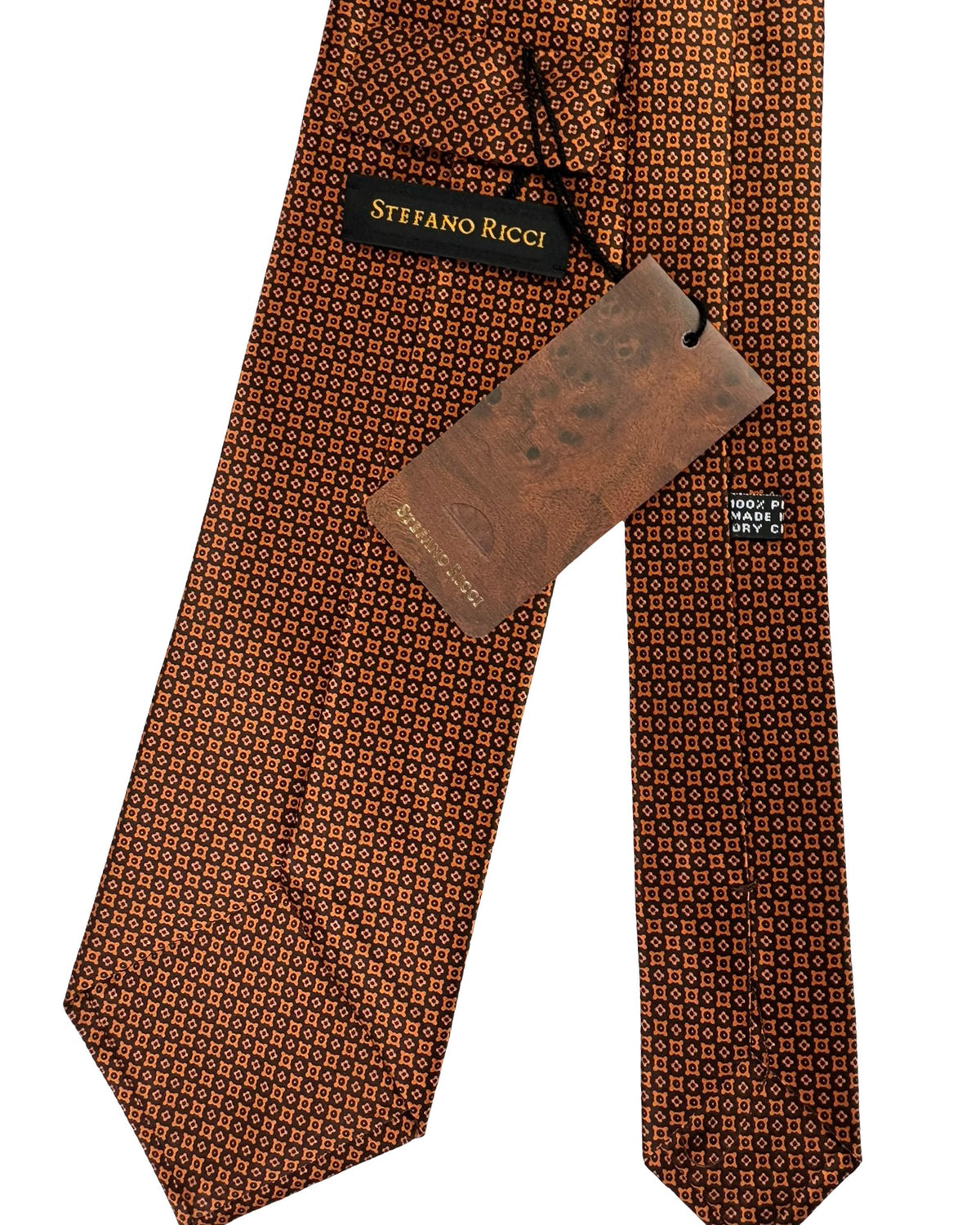 Stefano Ricci Silk Tie Brown Orange Design