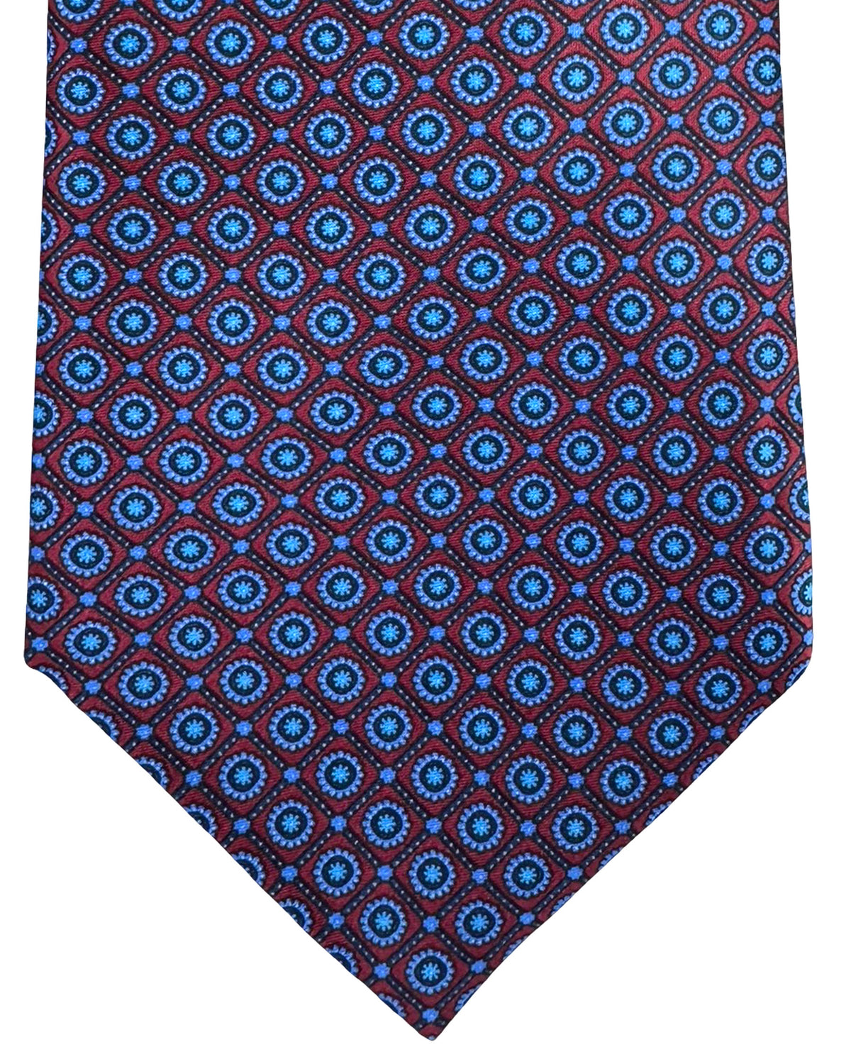 Stefano Ricci Tie Maroon Blue Geometric