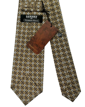 Stefano Ricci Tie Taupe Geometric Mini Flowers