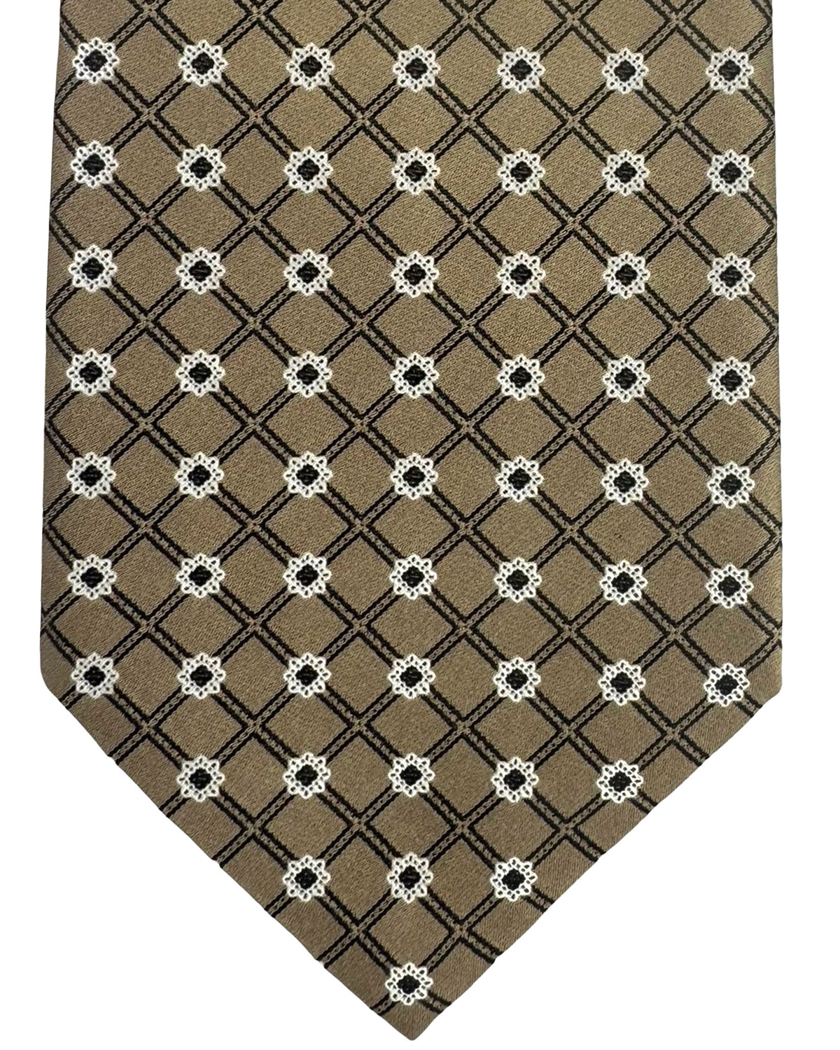 Stefano Ricci Tie Taupe Geometric Mini Flowers