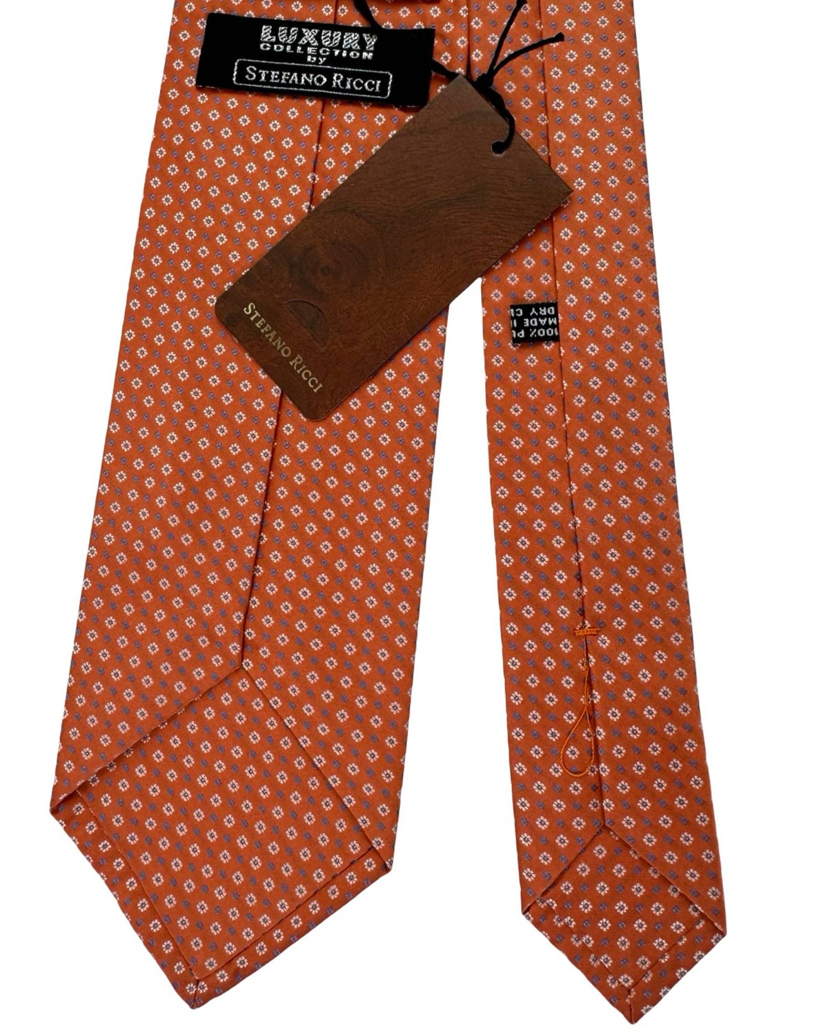 Stefano Ricci Tie Orange and White Mini Flowers