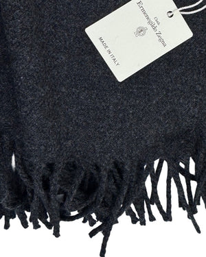 Tessitura Di Novara Cashmere Throw Blanket Dark Gray - Zegna Fabrics SALE