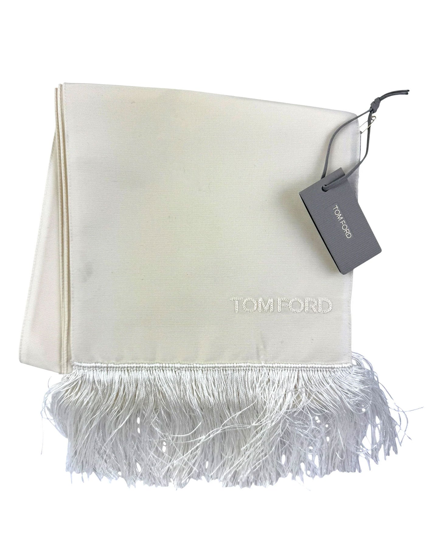 Tom Ford Silk Scarf Ivory White Shawl