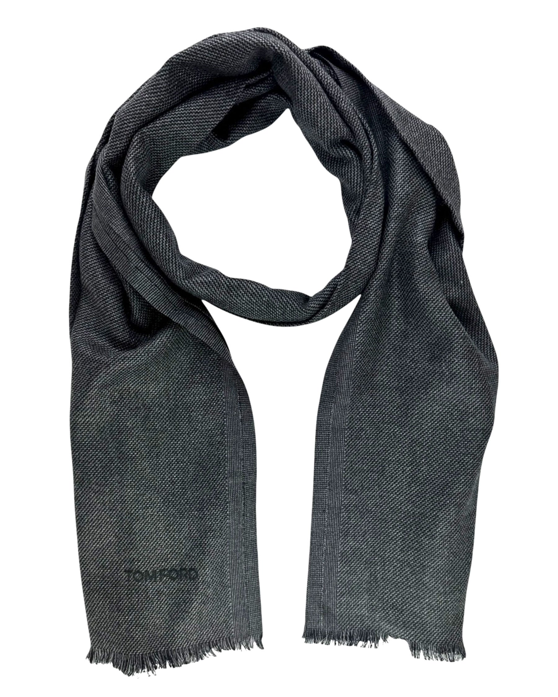 Tom Ford Silk Scarf Dark Gray Pattern
