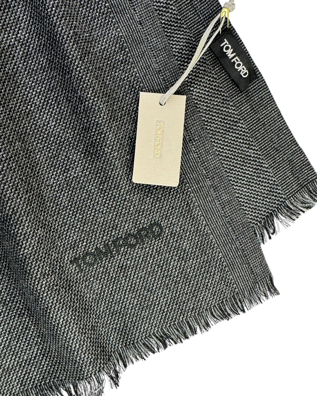 Tom Ford Silk Scarf Dark Gray Pattern