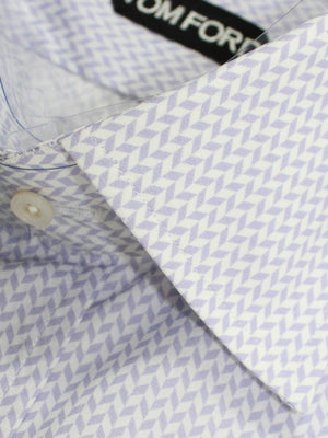 Tom Ford Dress Shirt White Lilac Herringbone Modern Fit 39 - 15 1/2 BLACK FRIDAY SALE