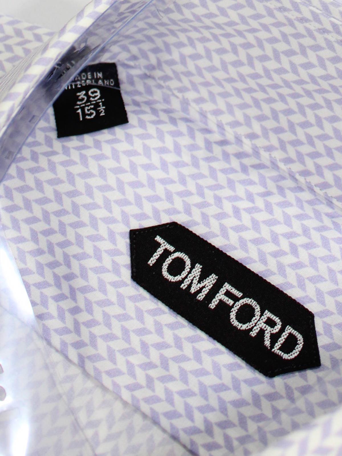 Tom Ford Shirt White Lilac Herringbone