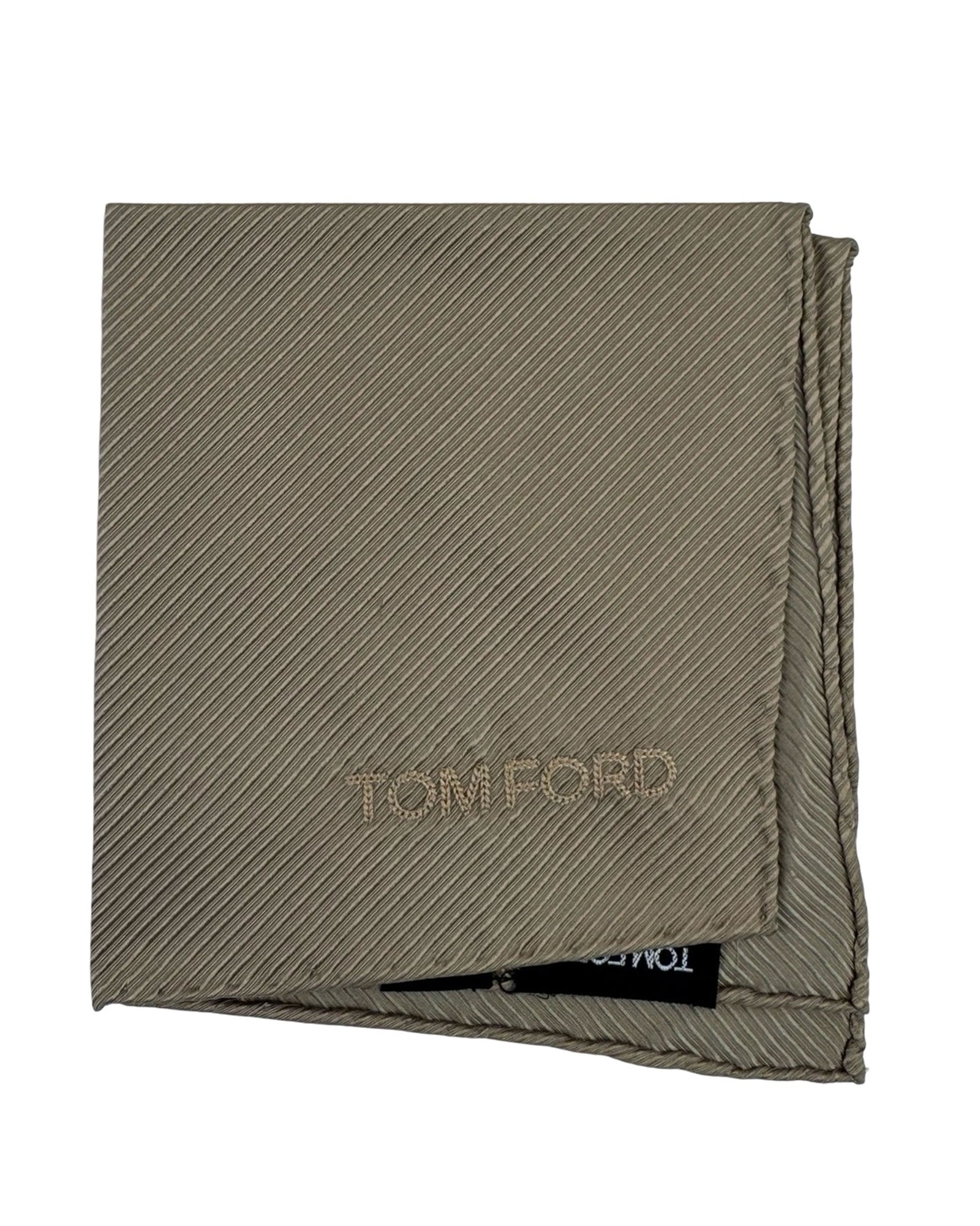 Tom Ford Silk Pocket Square Taupe Grosgrain SALE