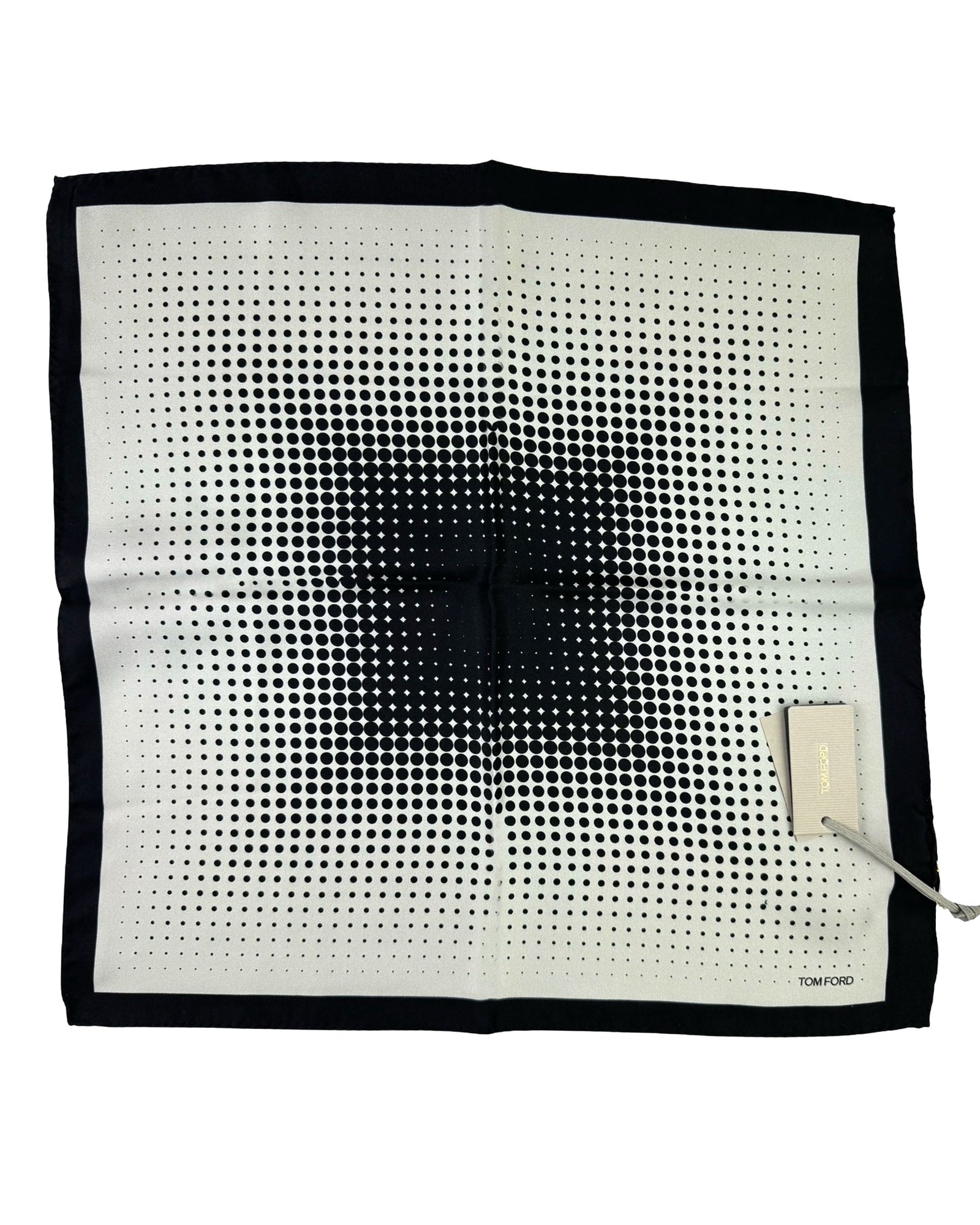 Tom Ford Silk Pocket Square Gray Black Dotted Design