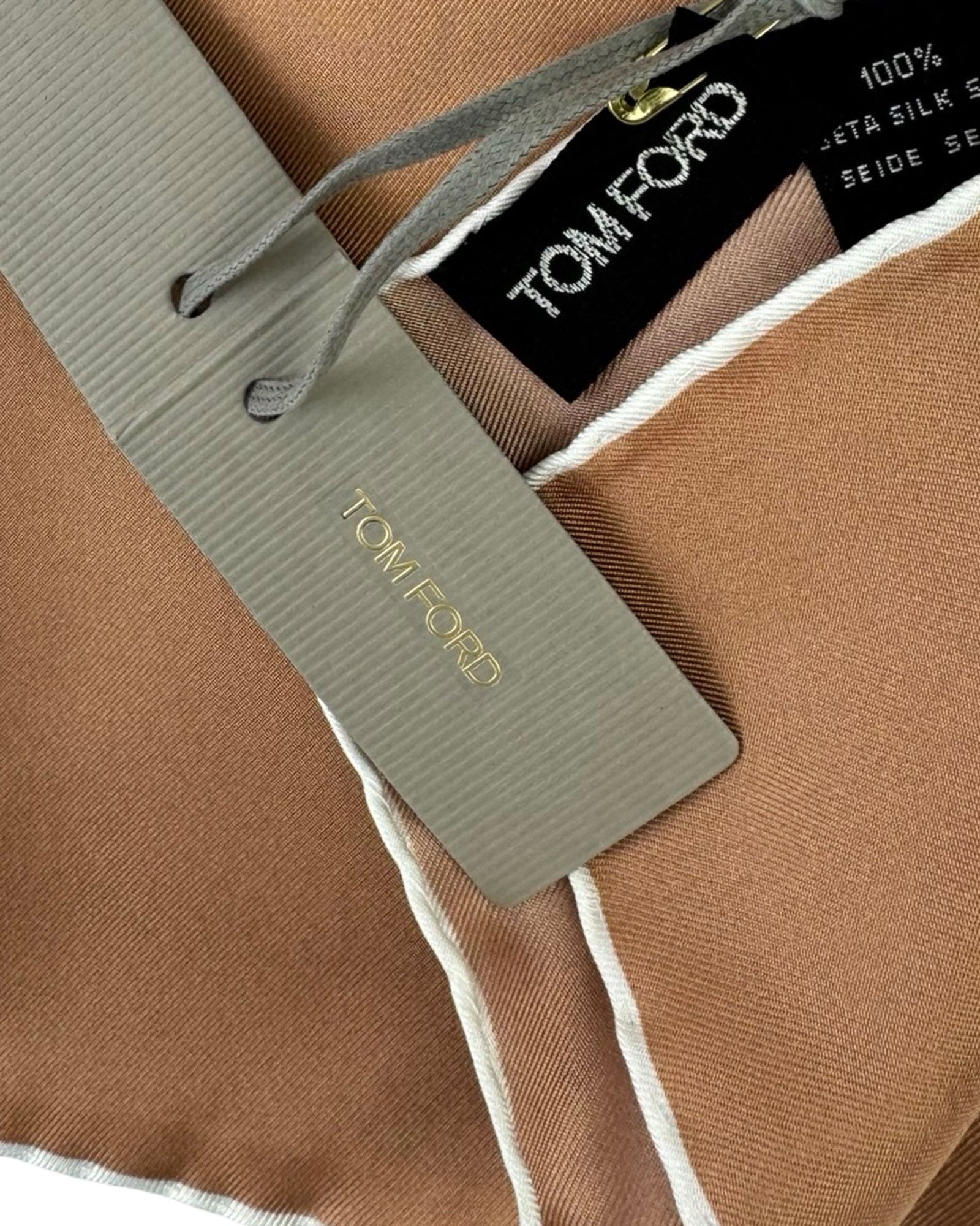 Tom Ford Silk Pocket Square Brown