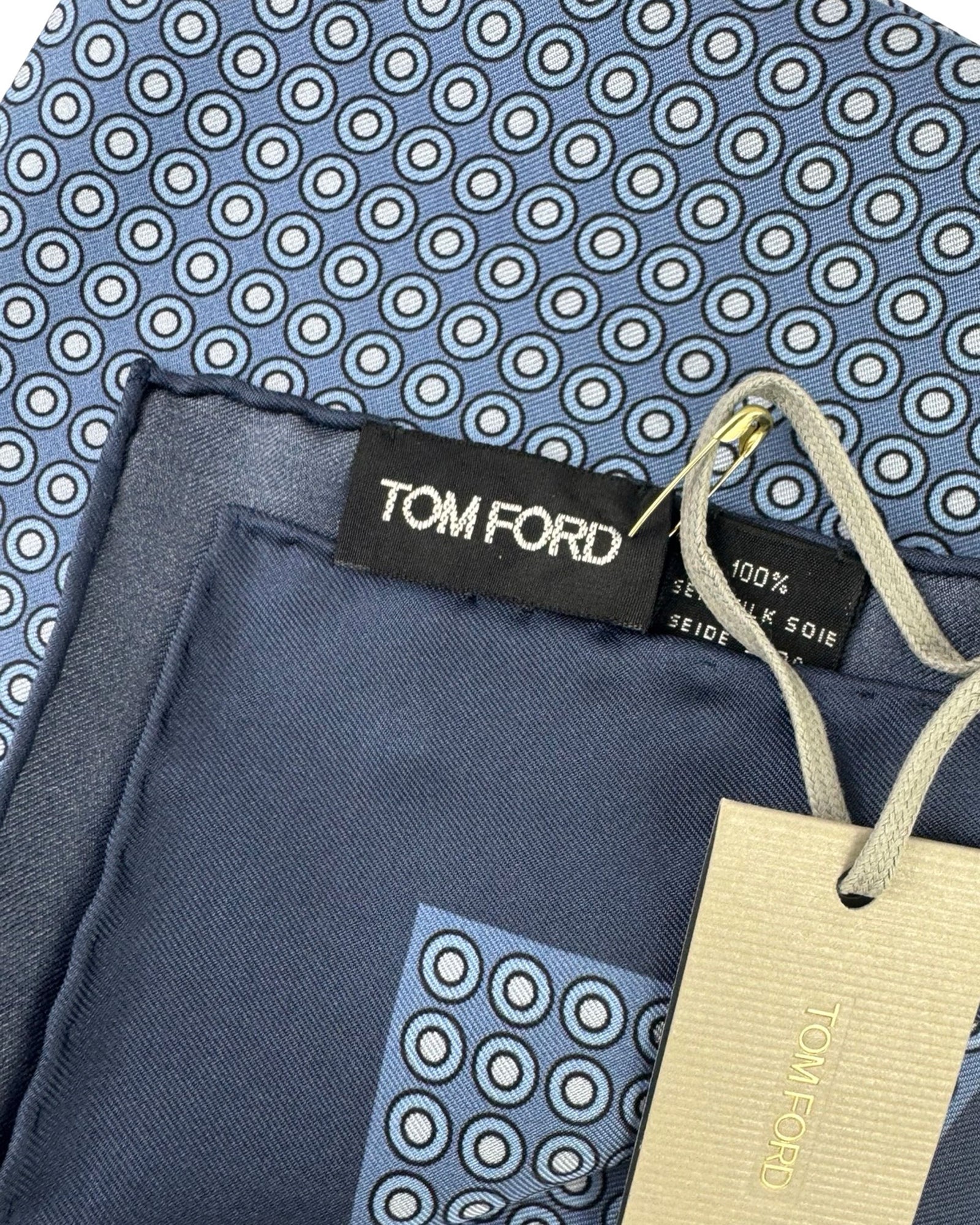 Tom Ford Silk Pocket Square Midnight Blue Gray