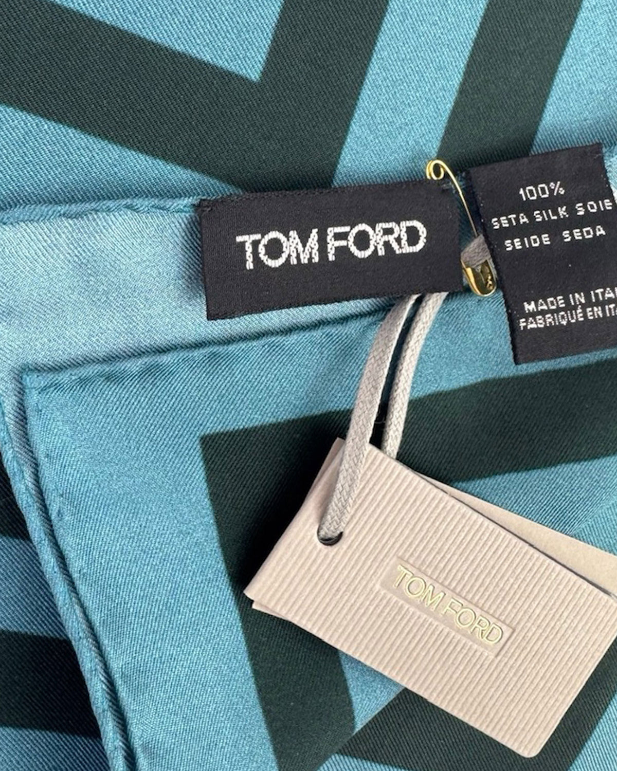 Tom Ford Silk Pocket Square Midnight Blue Black