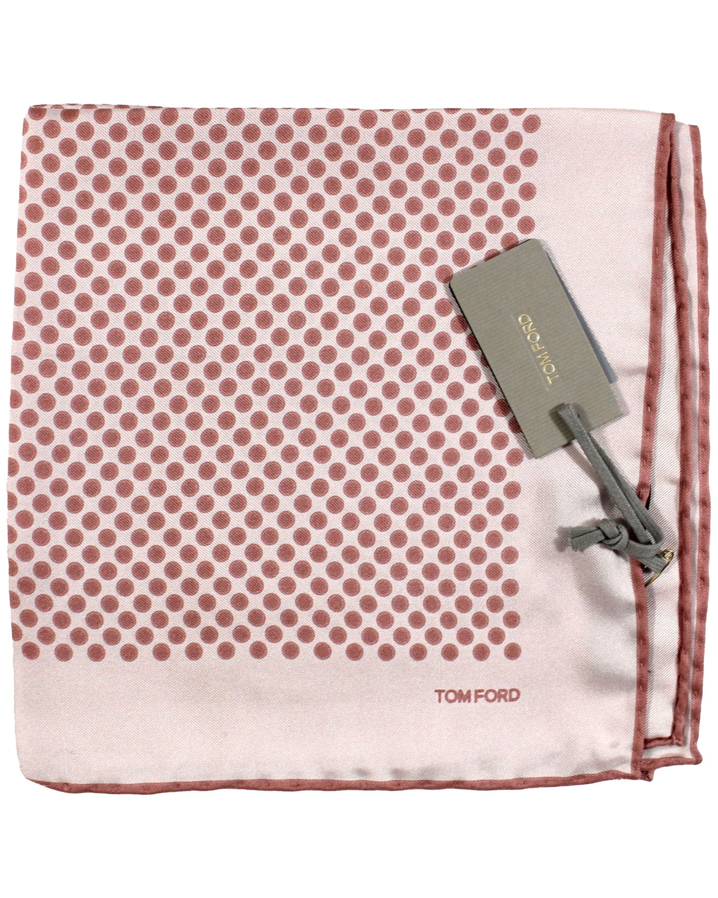 Tom Ford Silk Pocket Square Pink Dots Design