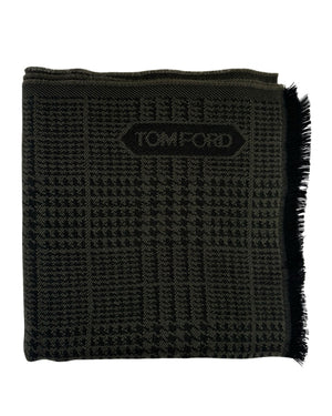 Tom Ford Scarf Gray Black Glen Plaid - Wool