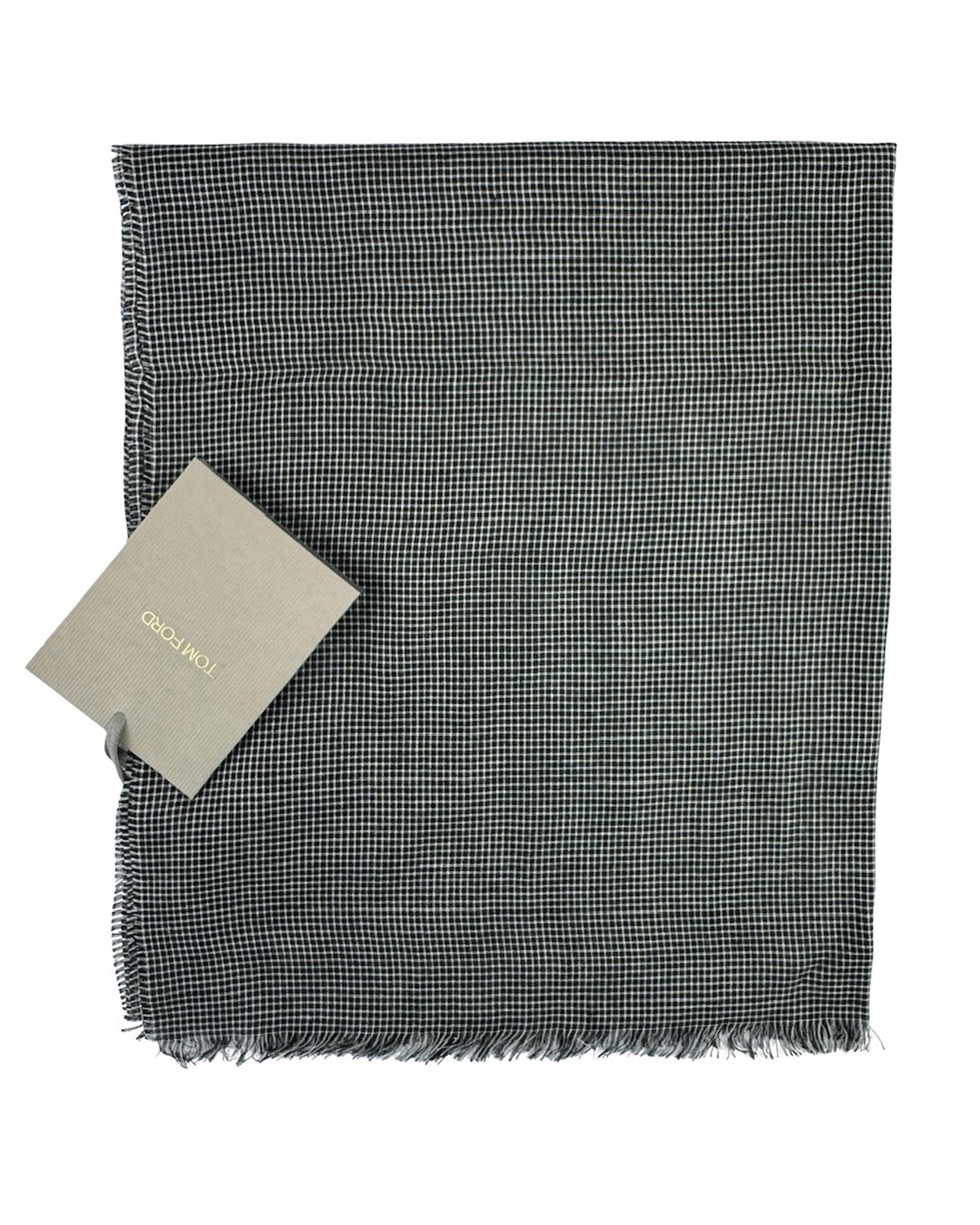 Tom Ford Scarf Black Silver Mini Grid