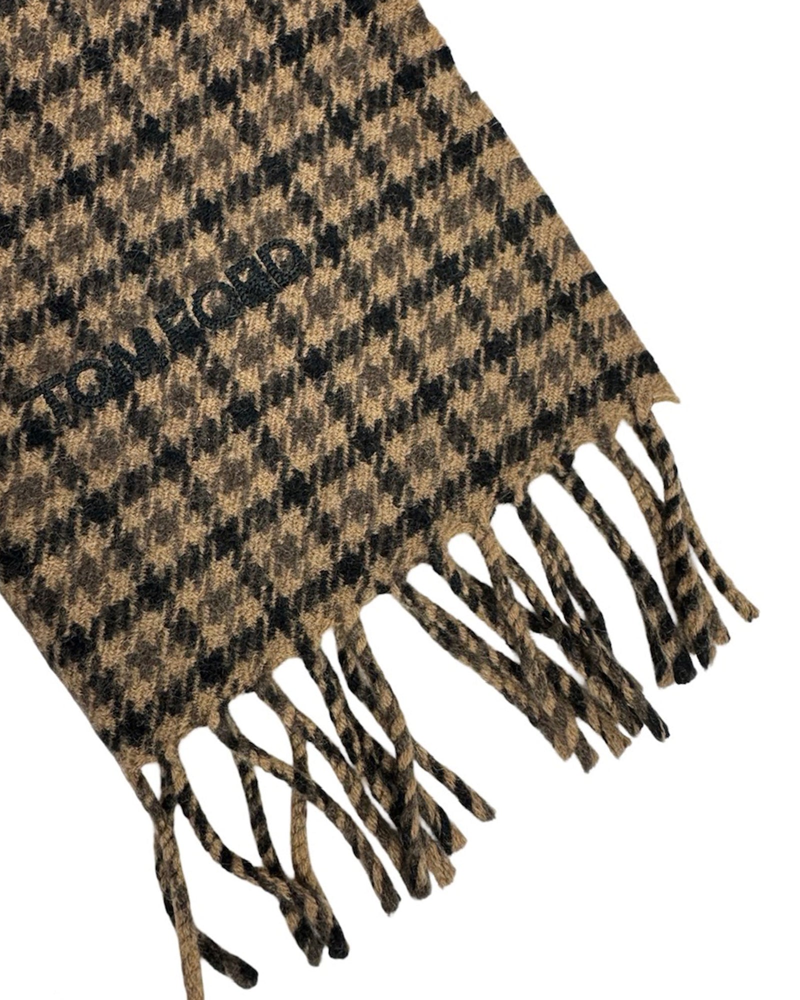 Tom Ford Scarf Brown Houndstooth 