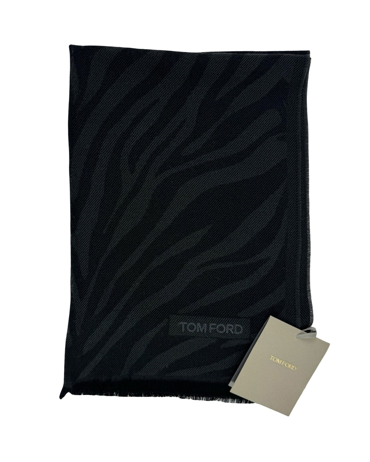 Tom Ford Scarf Black Gray Animal Stripes - Men Collection