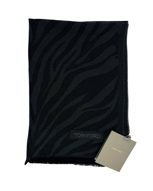 Tom Ford Scarf Black Gray Animal Stripes - Men Collection