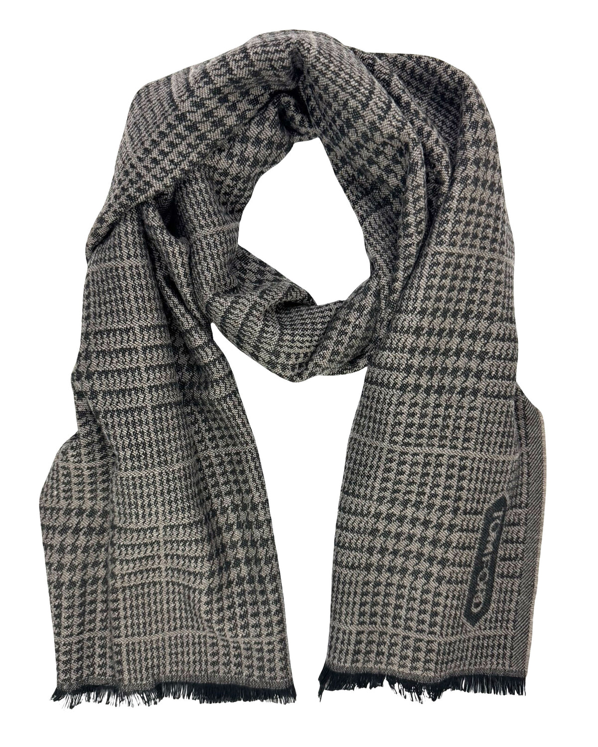 Tom Ford Wool Scarf Glen Check Gray