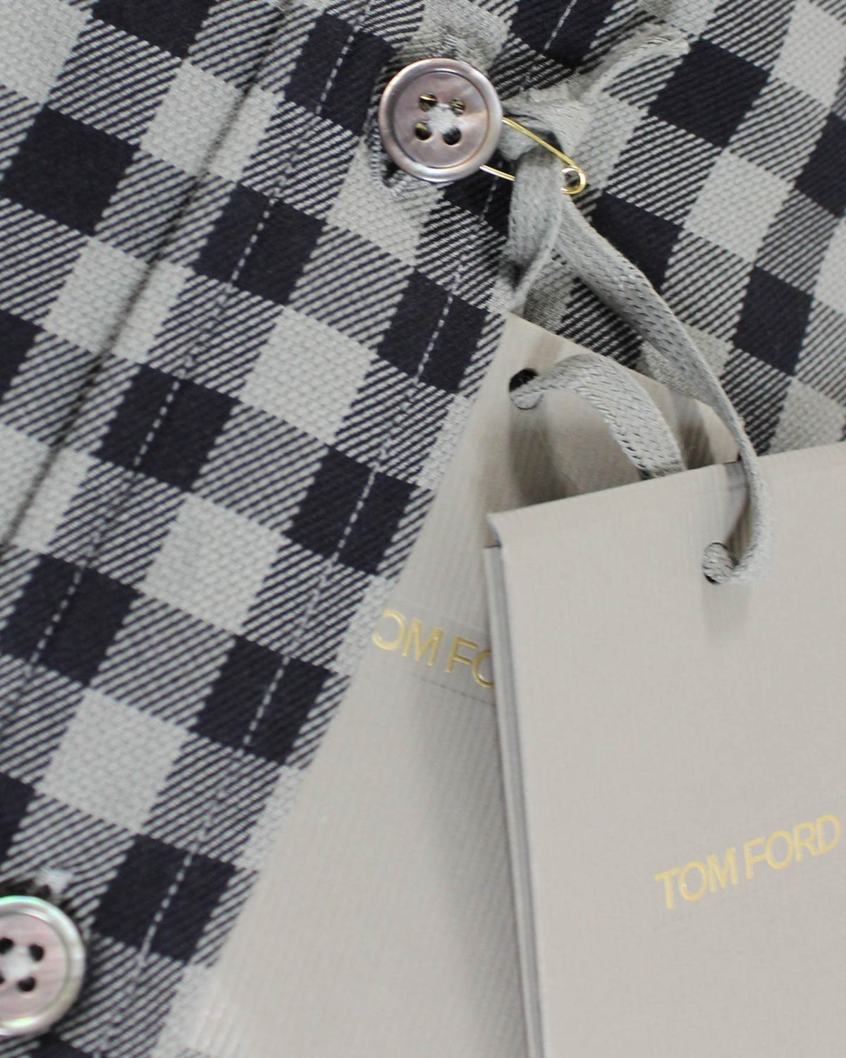 Tom Ford Sport Shirt Gray Black Check Button Dow